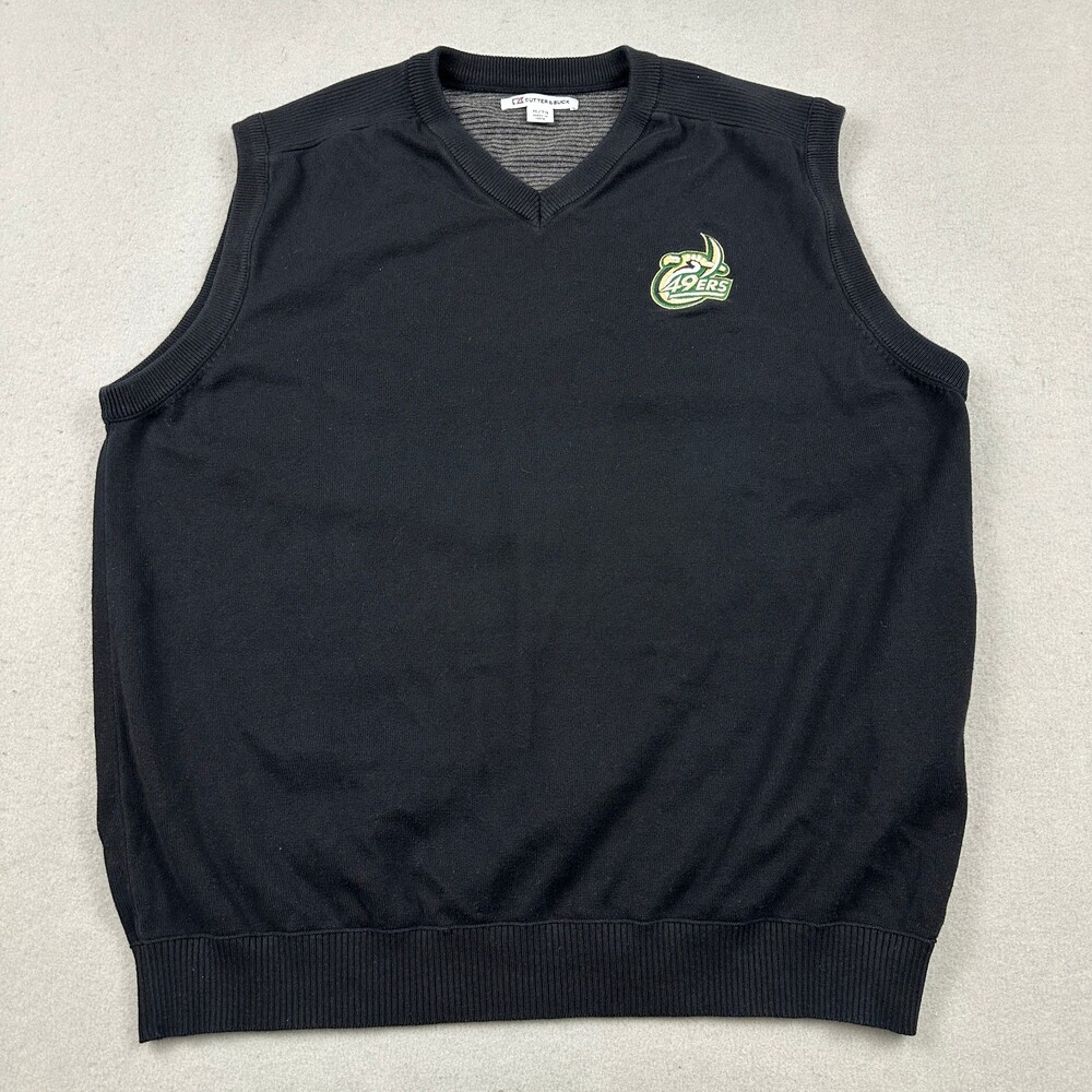 UNC Charlotte 49ers Sweater Vest Men Extra Large Black Cutter & Buck V-Neck XL